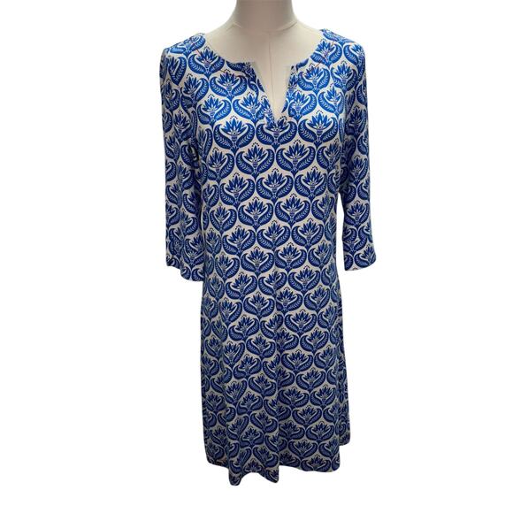Hatley Lucy Shift Dress Women‎ Small Blue Floral 3/4 Sleeve Viscose Classic - Picture 1 of 15